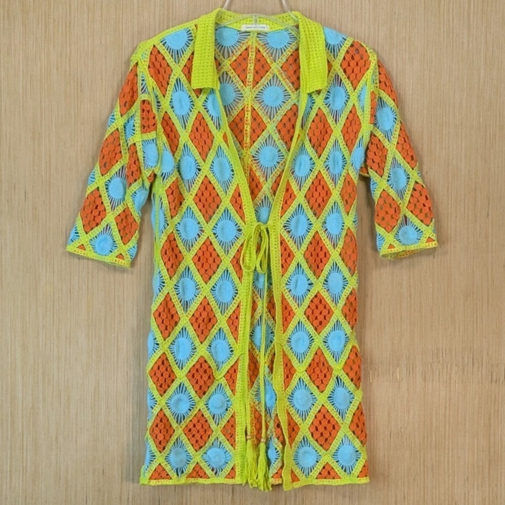 Urban Outfitters Crochet Kimono Jacket Womens Medium Retro Festival‎ Boho Indie